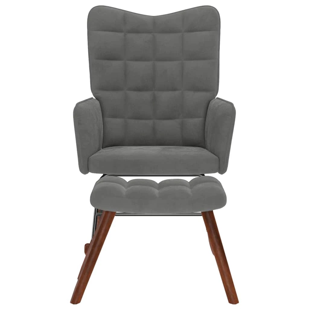 3 vidaXL rocking chair with stool - Grey, 3 of 9