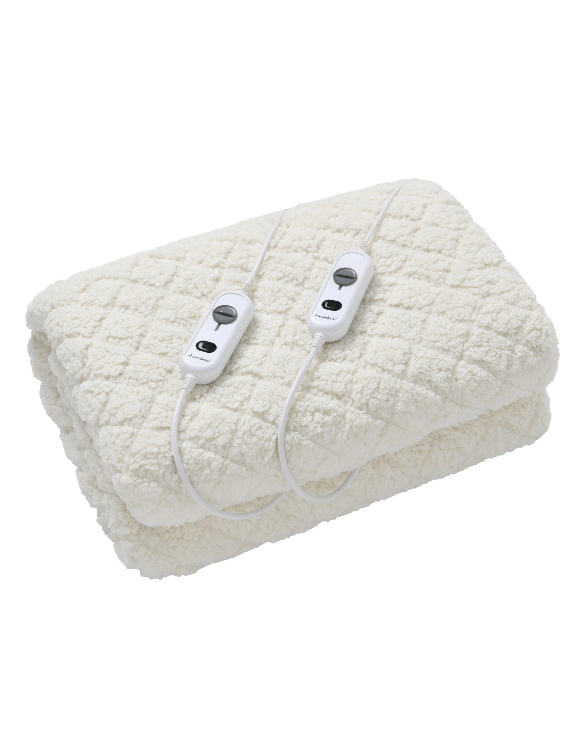 2 Dreamaker Pinsonic Sherpa Fleece Electric Blanket - Double Bed - White, 2 of 8