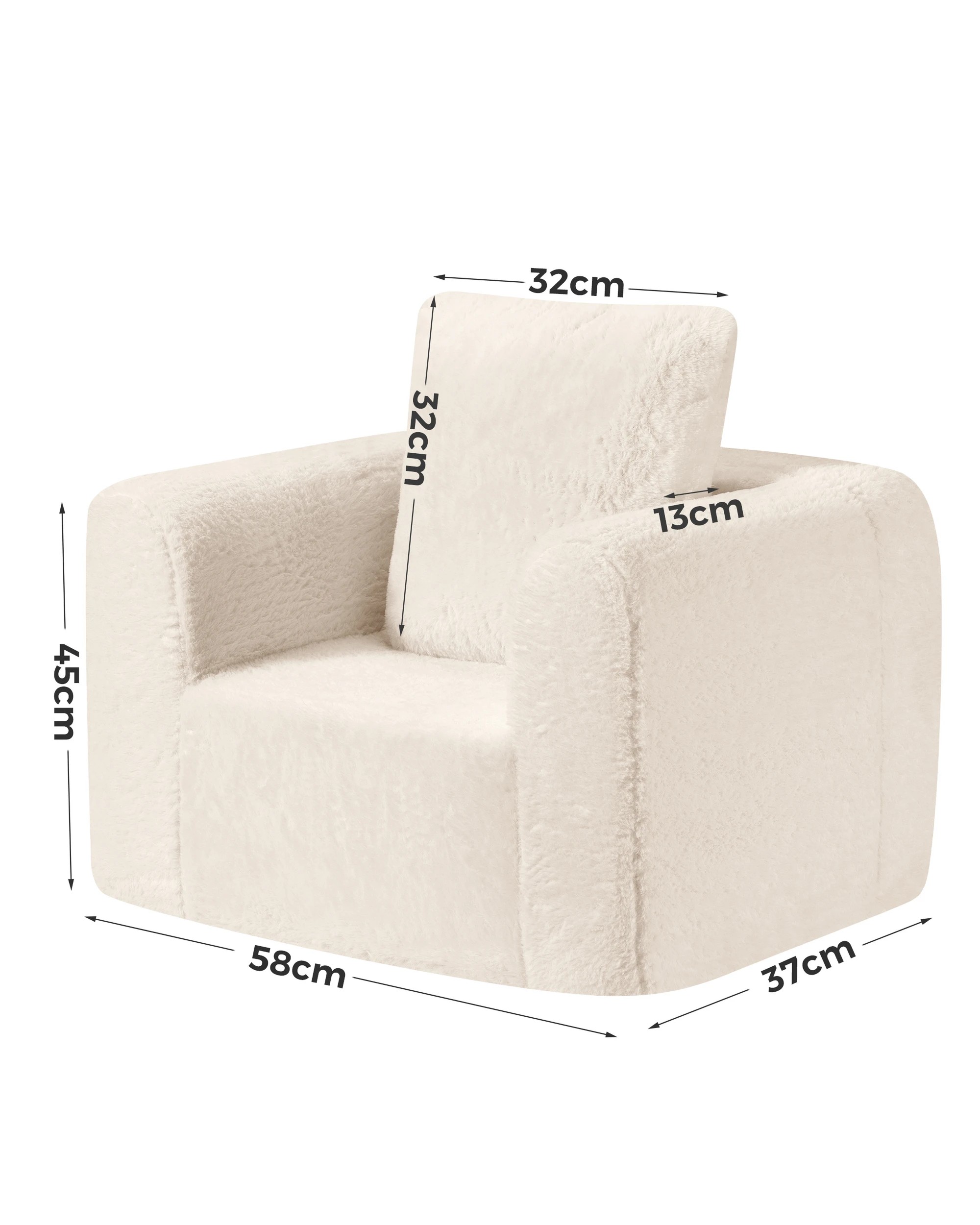 6 Playpals High-resilience Kids Sofa Couch with Pillow Toddler Chair Cream, 6 of 6
