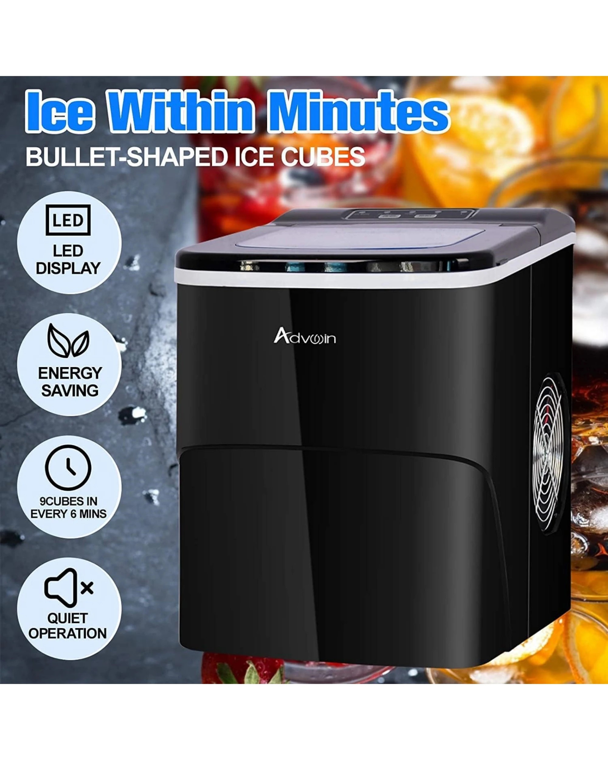 7 Advwin Portable Ice Maker Machine 12kg Black, 7 of 7