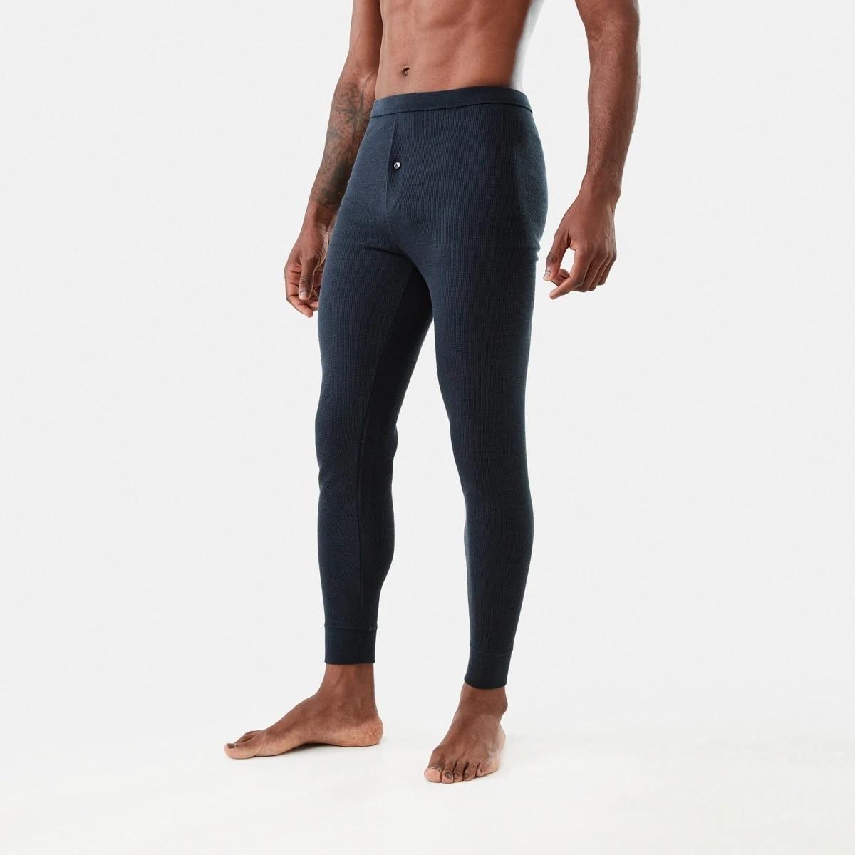 2 Long Mini Waffle Thermal Pants Bluenights, 2 of 6