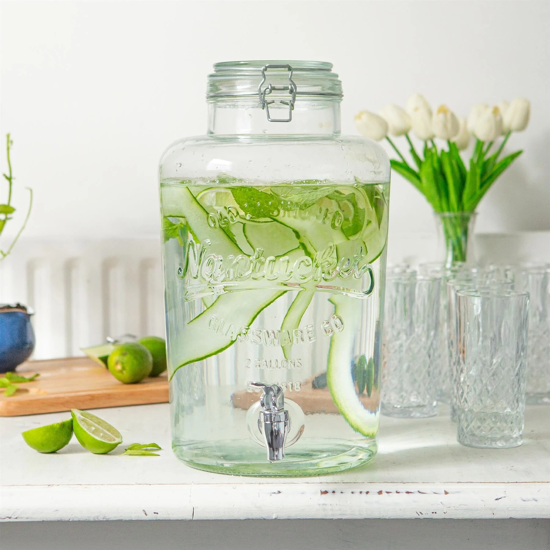 4 Rink Drink Glass Drinks Dispensers with Tap - 8.7L - Pack of 2 - Clear, 4 of 7