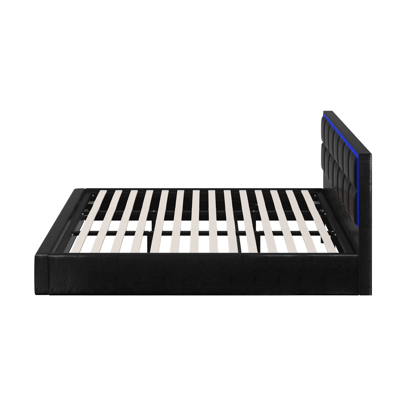 9 Oikiture Bed Frame King Size RGB LED Gas Lift Storage Base Leather - Black, 9 of 9