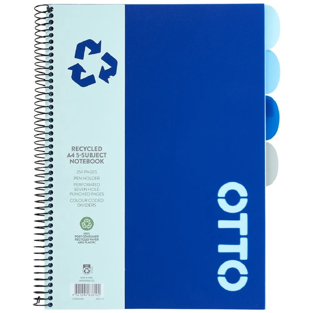 1 Otto A4 5 Subject Notebook 250 Page Navy, 1 of 4