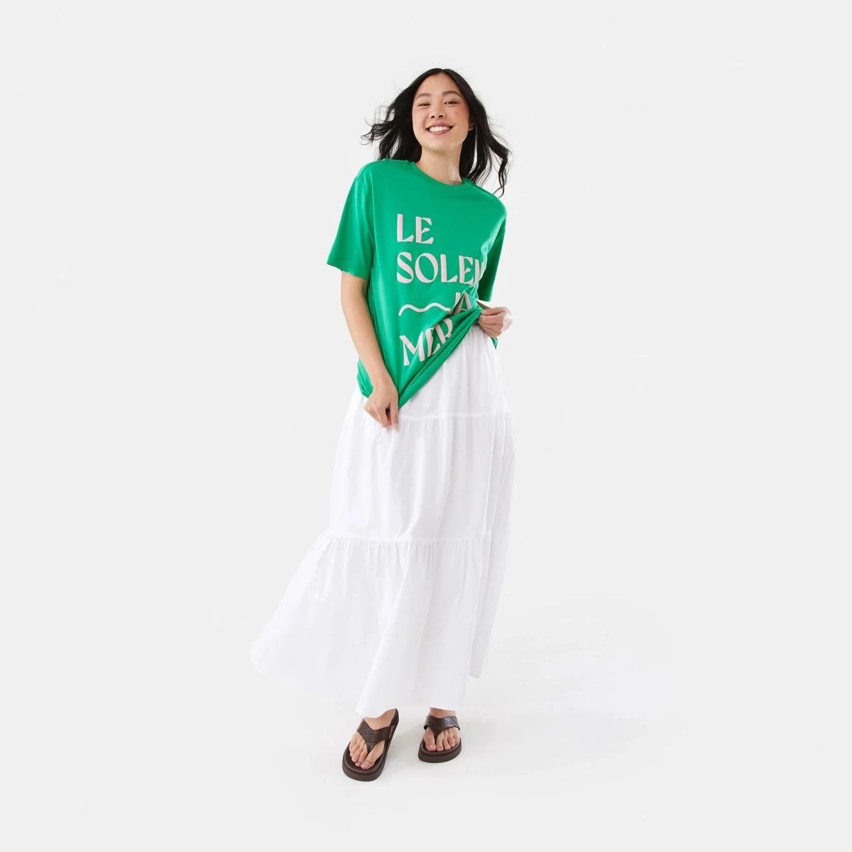 2 Poplin Tiered Maxi Skirt WHITE, 2 of 8
