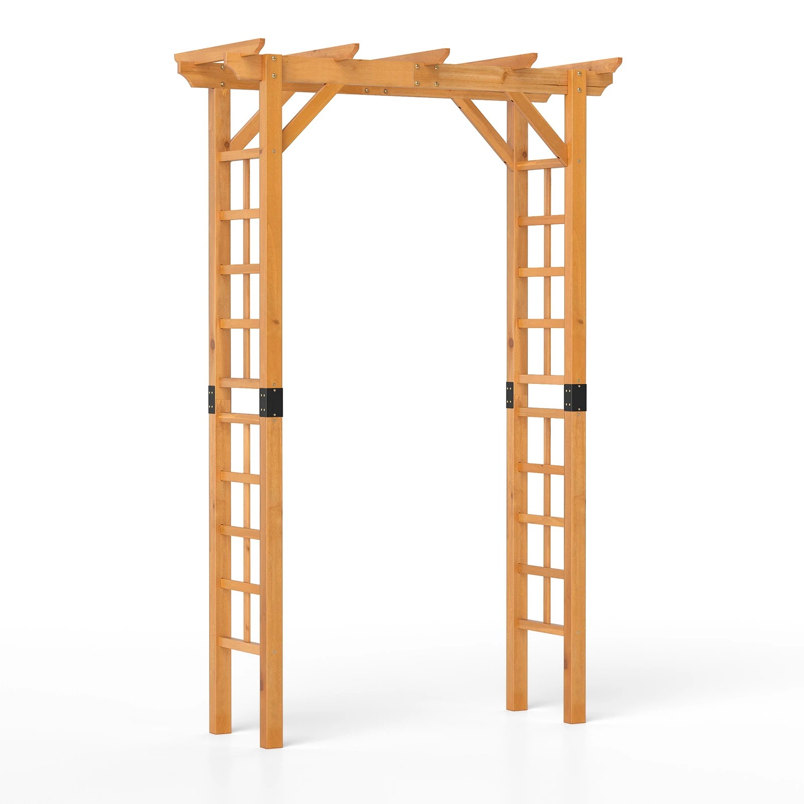 1 Costway 215cm Garden Arch Arbor Decor Outdoor Wood Trellis for Climbing Plants, 1 of 1
