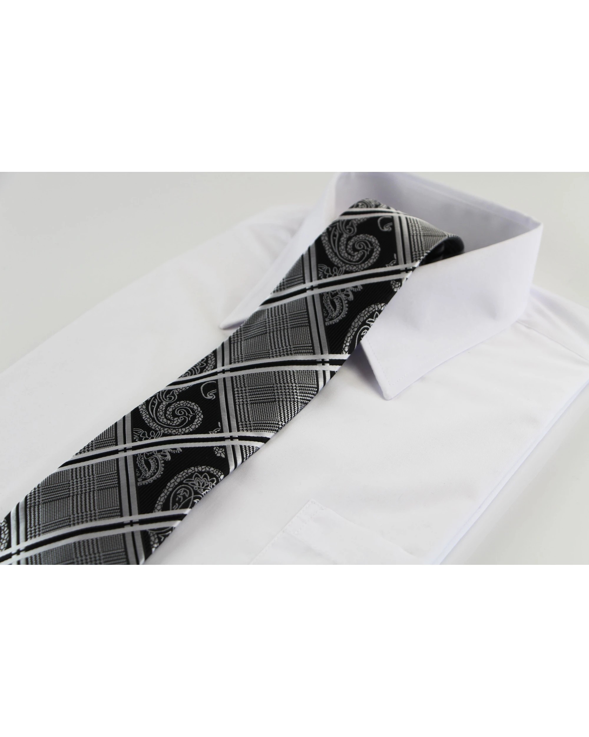 1 Zasel Mens Silver & Black Patterned 8cm Neck Tie - Multi, 1 of 3