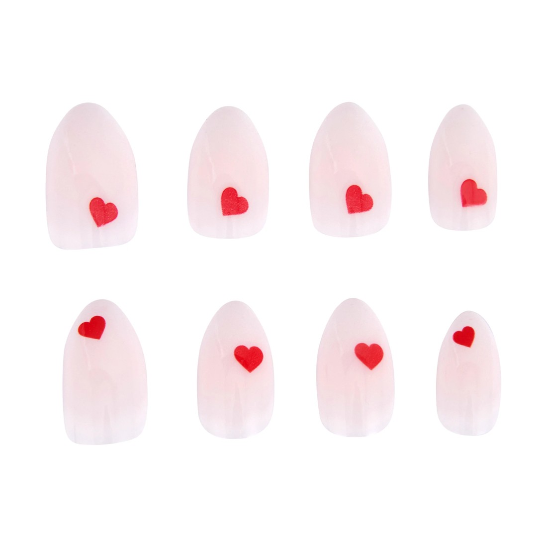 5 OXX Cosmetics 24 Pack Artificial Nails with Adhesive - Almond Shape, Milky White Hearts, 5 of 5