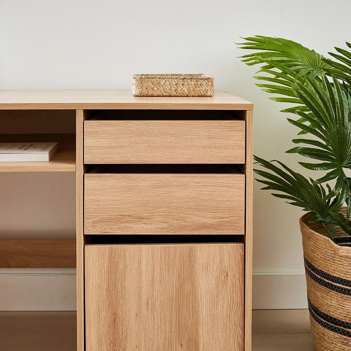 3 Desk with Storage - Oak, 3 of 9