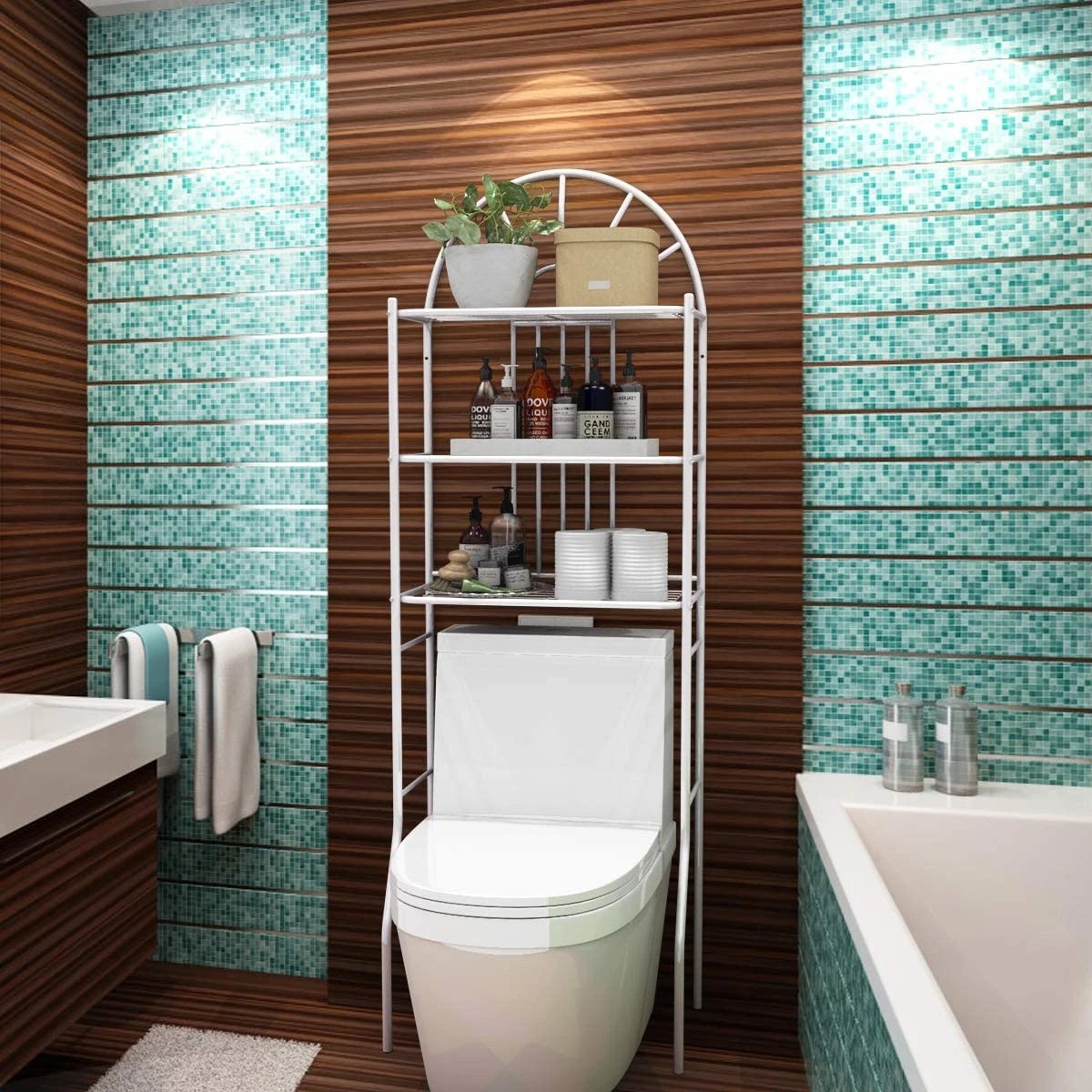 4 Costway 3-Tier Over The Toilet Storage Rack Bathroom Organizer Space Saver, 4 of 5