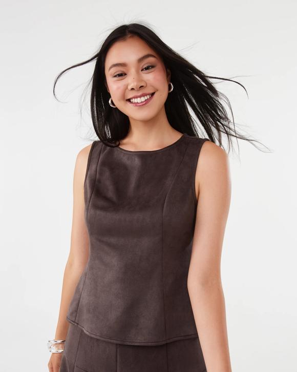 Sleeveless Suedette Top