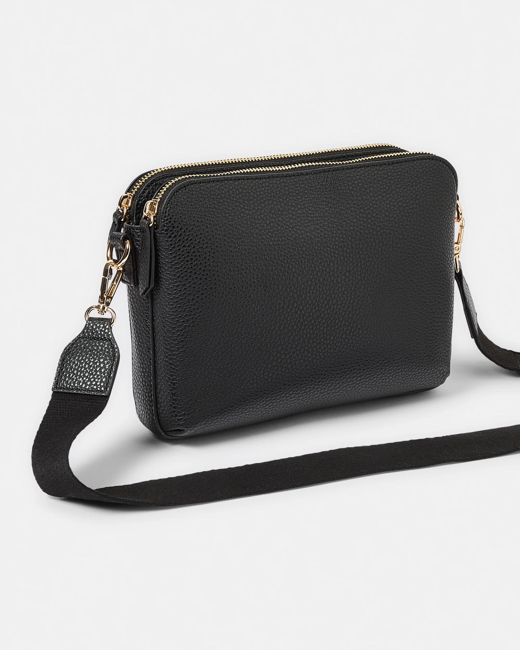 3 Double Pocket Crossbody Bag BLACK, 3 of 6