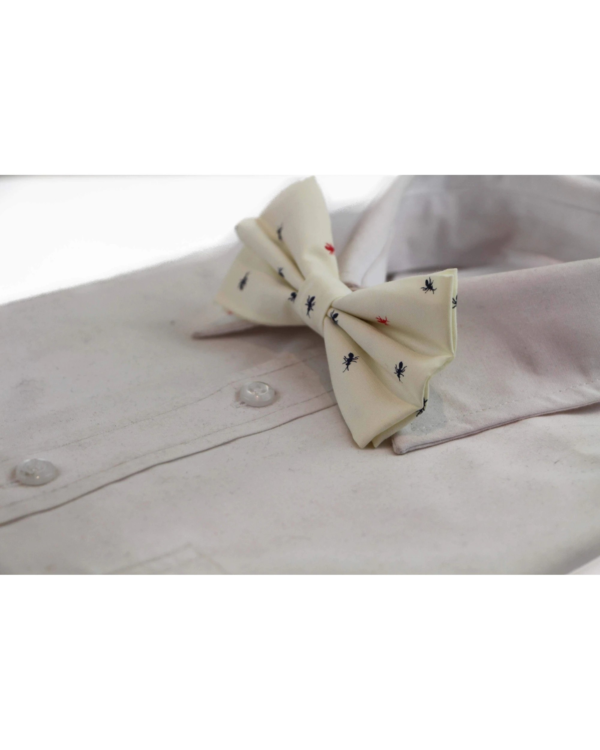 Zasel Mens Cream Preppy Insects Patterned Cotton Bow Tie - Kmart