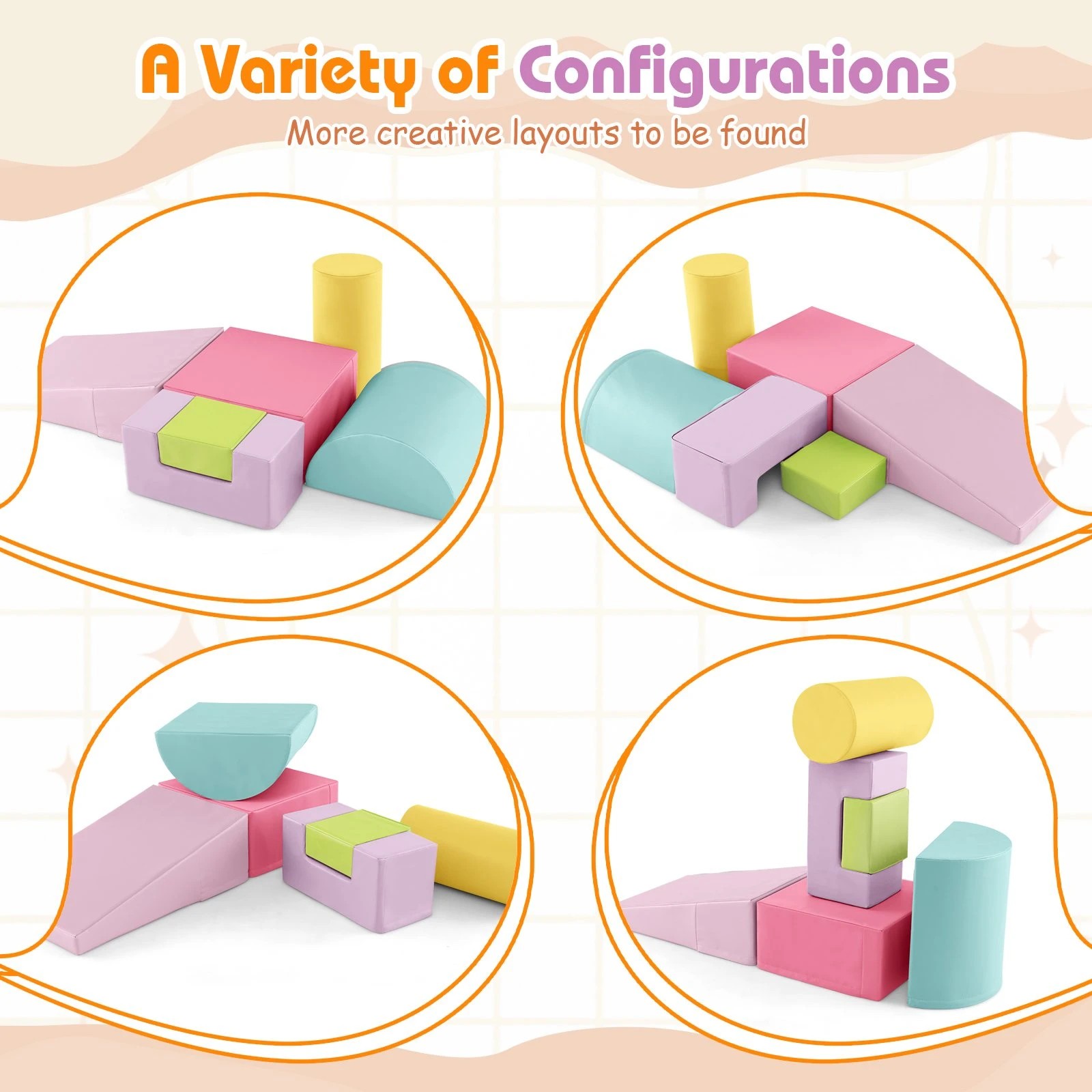 4 Costway 6PCS Soft Foam Blocks Baby Climb & Crawl Playset, 4 of 7