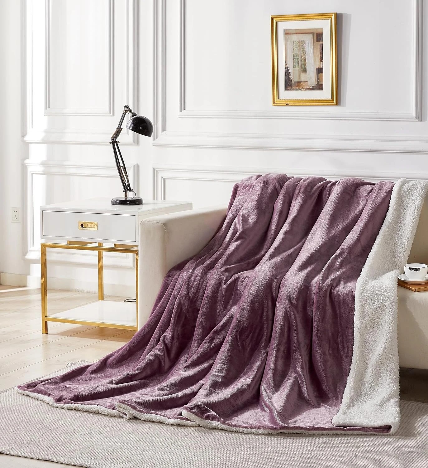 3 Gioia Casa 2-in-1 Teddy Sherpa Quilt Cover Set Warm Reversible - Queen Bed - Mauve, 3 of 9