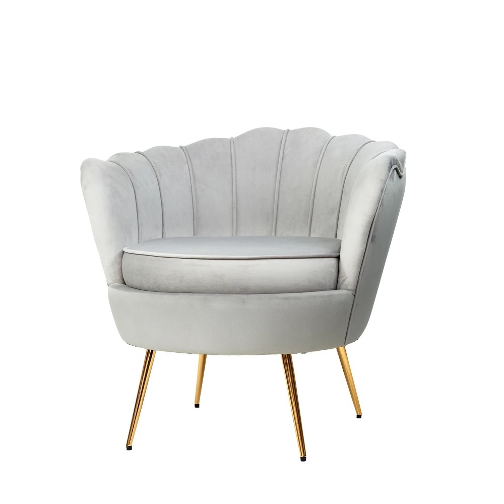 1 Artiss Armchair Velvet - Grey, 1 of 6