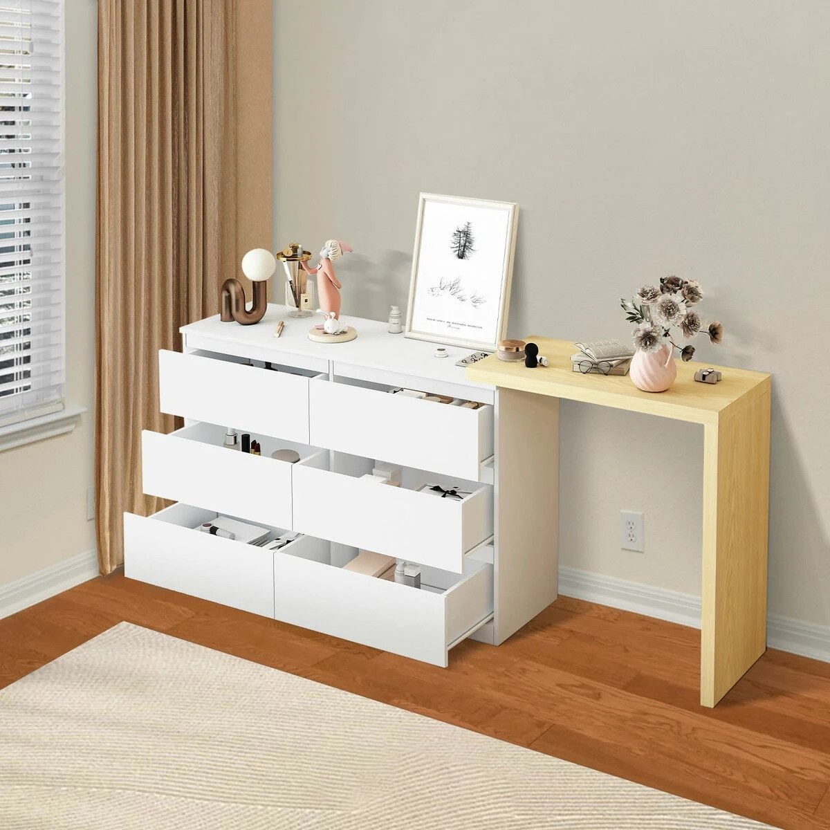 5 Ausway 6 Chest of Drawers Dresser Makeup Vanity Tallboy Storage Cabinet, 5 of 8