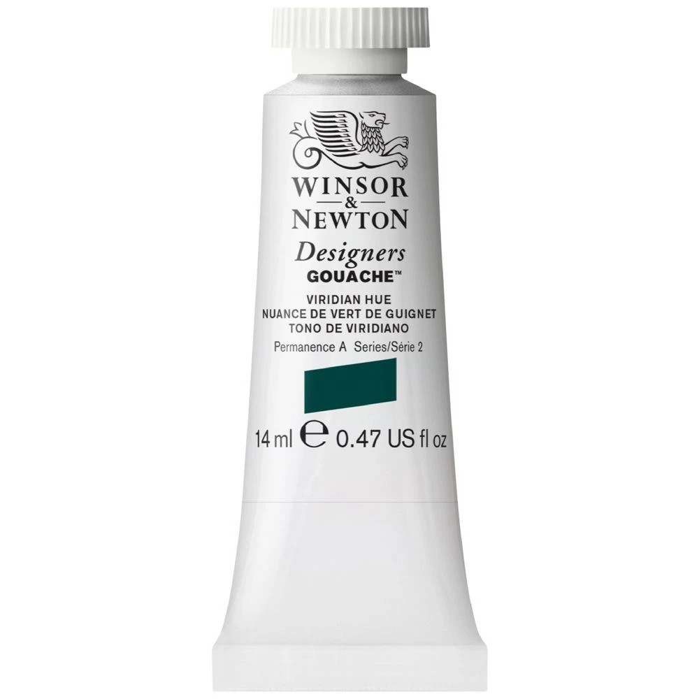 1 Winsor & Newton's Designers' Gouache 14mL Viridian Hue S2, 1 of 4