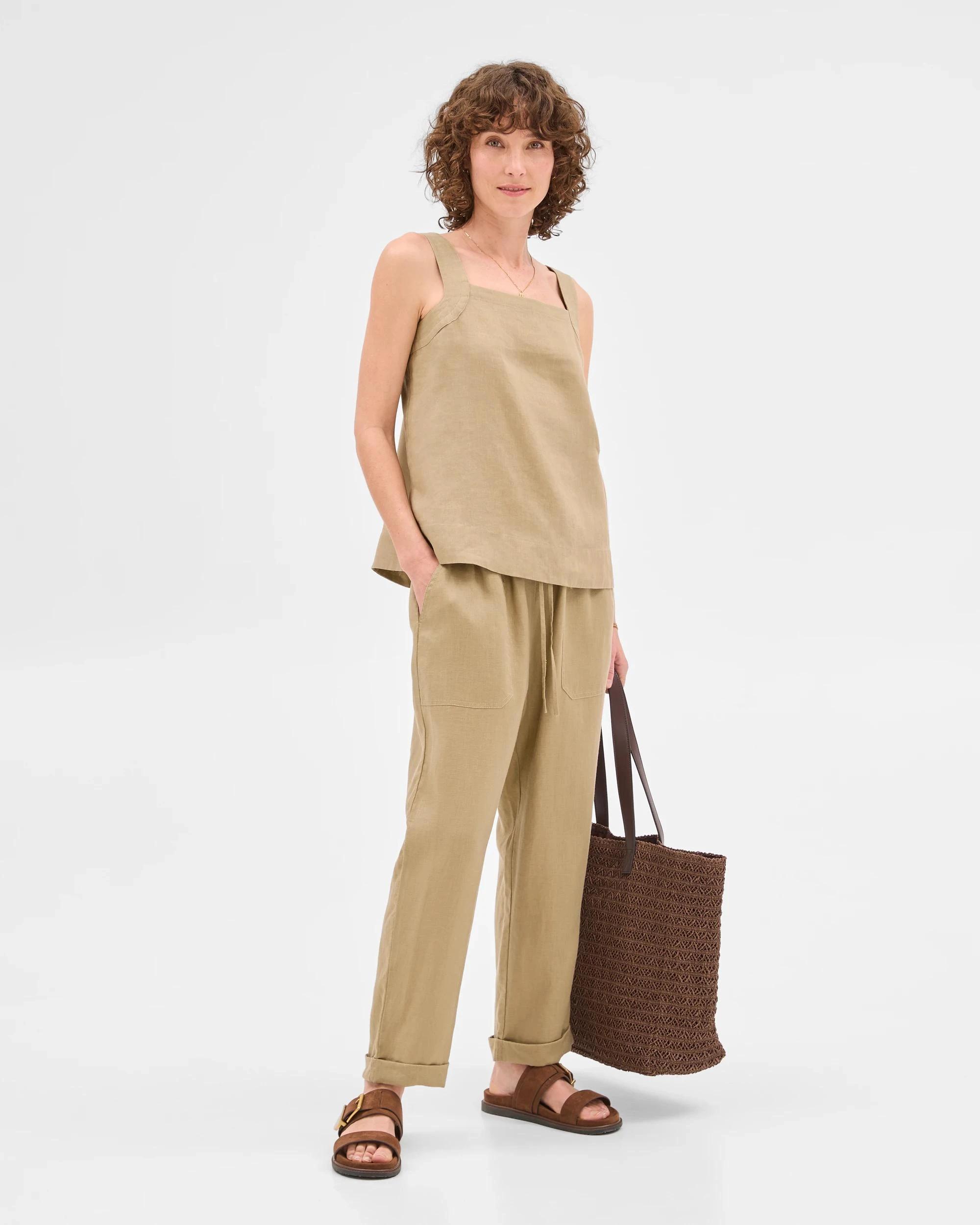 1 Target European Linen Tapered Pants STONE, 1 of 7