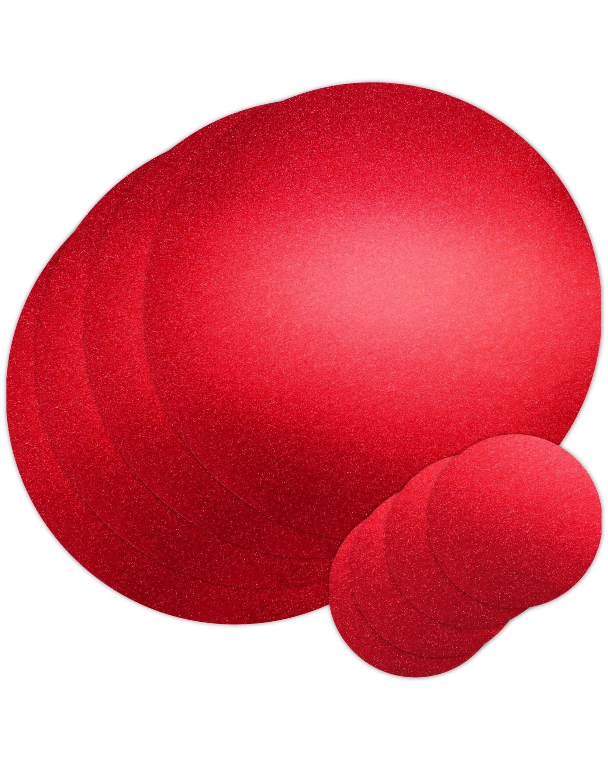 1 Artwrap Glitter Placemat & Coaster Set For 4 Guests - Red, 1 of 1