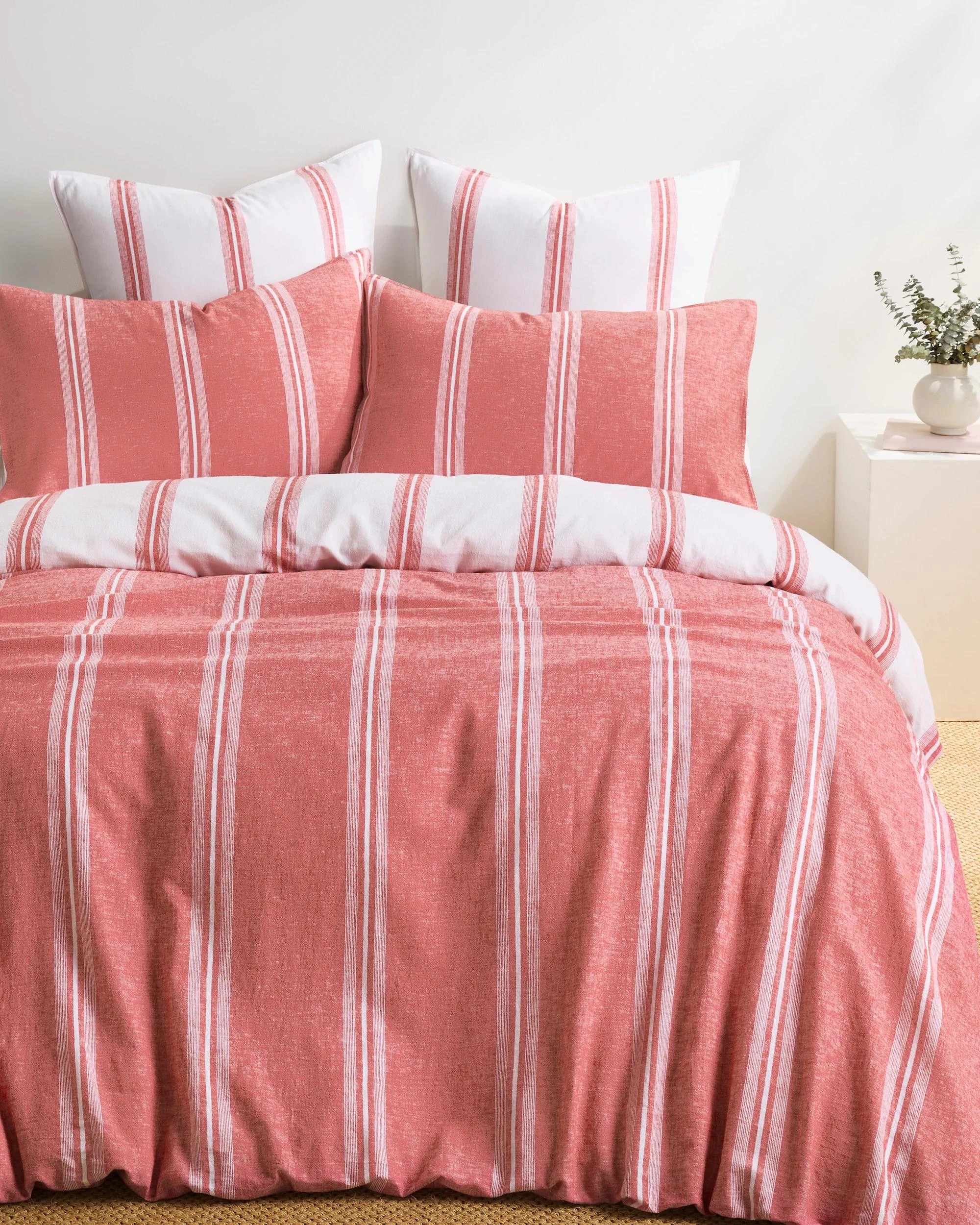 1 Target Rowie Stripe Linen/Cotton Quilt Cover Set - Queen Bed - Red, 1 of 3
