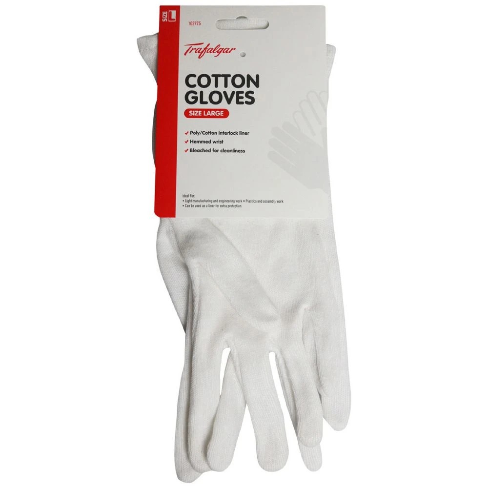1 Trafalgar Cotton Gloves Large, 1 of 2