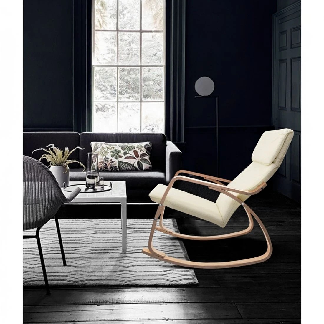 4 Artiss Rocking Armchair Nursing Bentwood Aero - Beige, 4 of 7