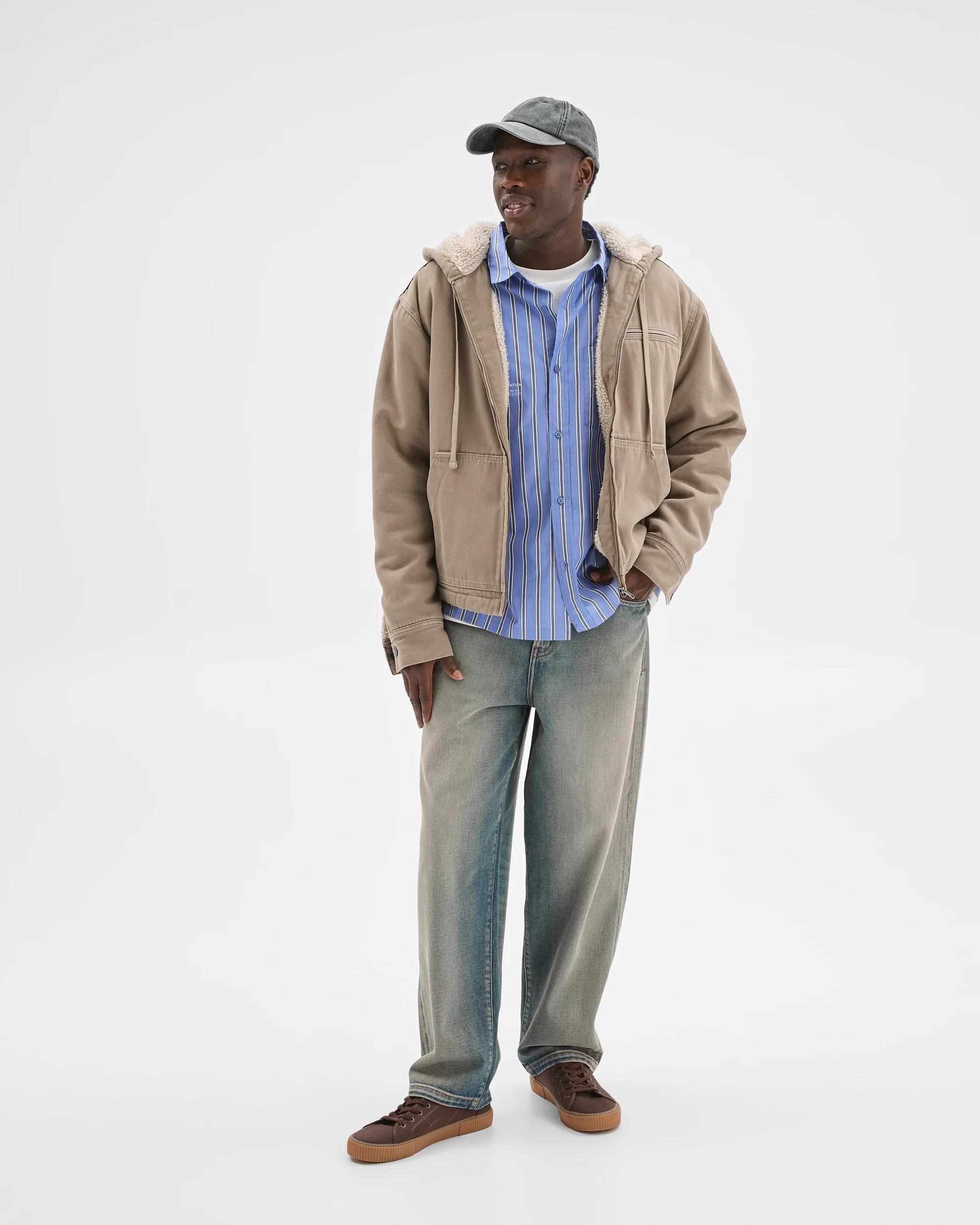 1 Commons Heavyweight Washed Hooded Worker Jacket KHAKI, 1 of 6