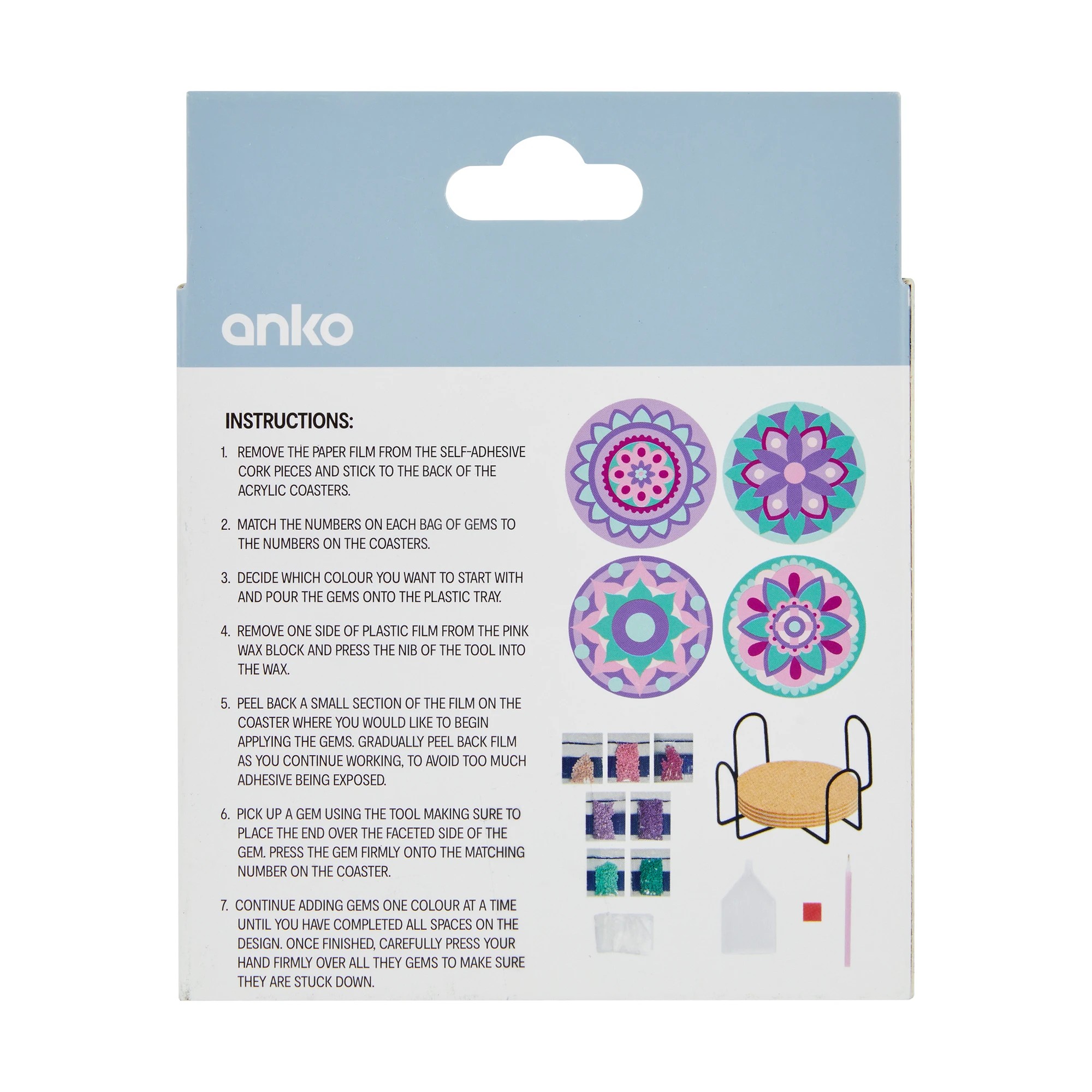 3 4 Pack Sparkle Gem Art Coaster Set - Mandala, 3 of 3