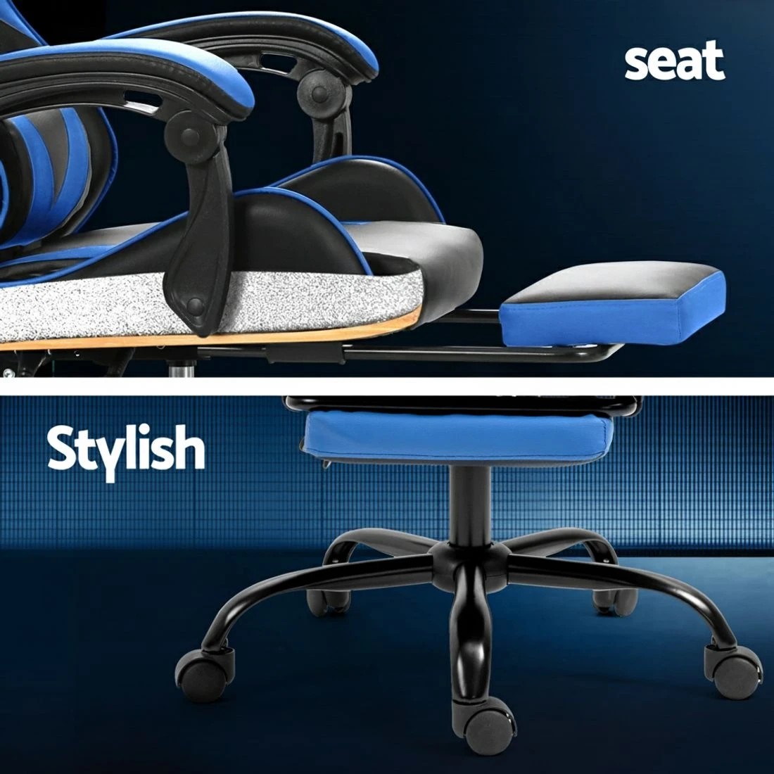 5 Artiss 2 Point Massage Gaming Office Chair Footrest - Multi, 5 of 5