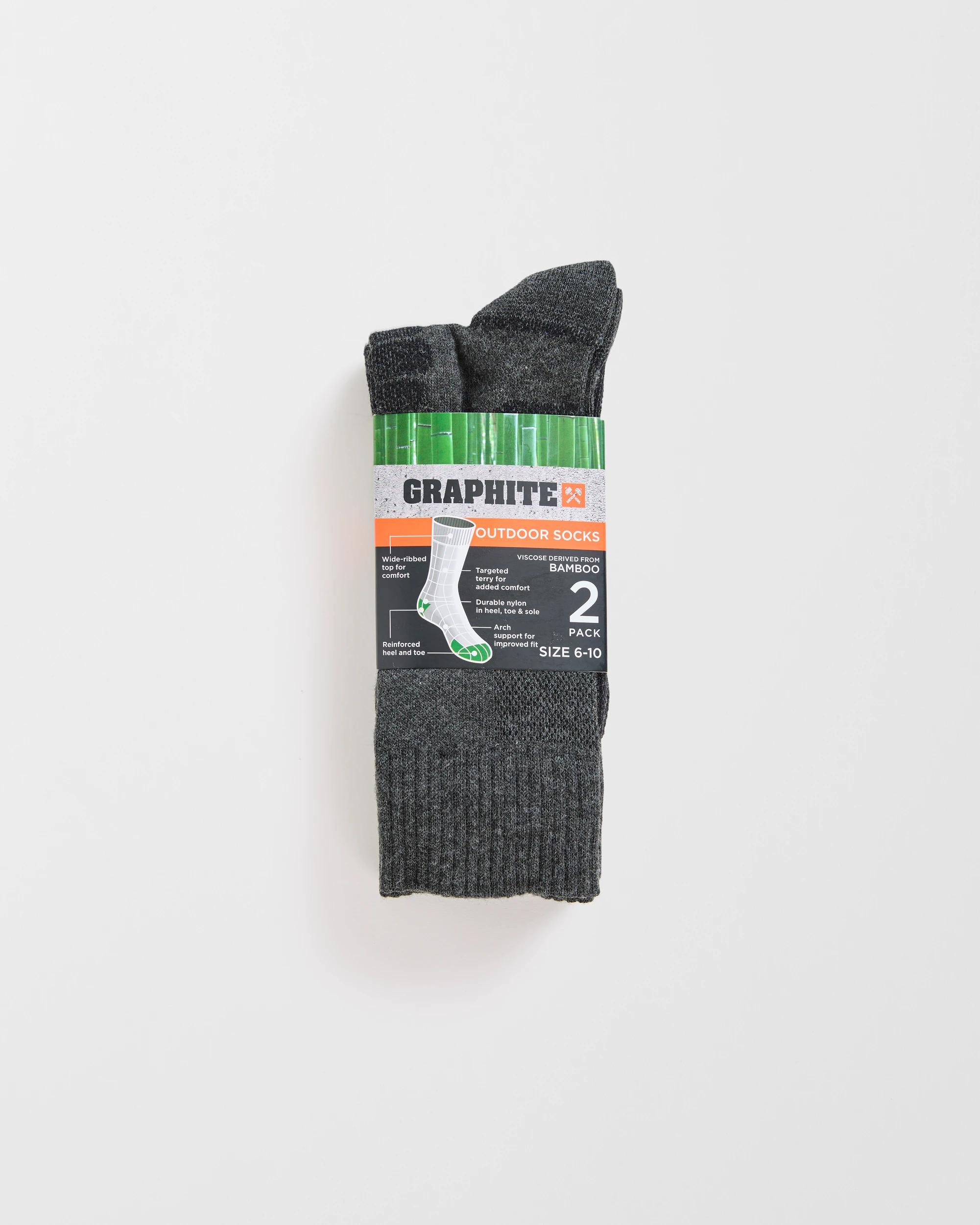 1 Graphite Bamboo Rich 2 Pack Performance Work Crew Socks CHARCOAL, 1 of 3