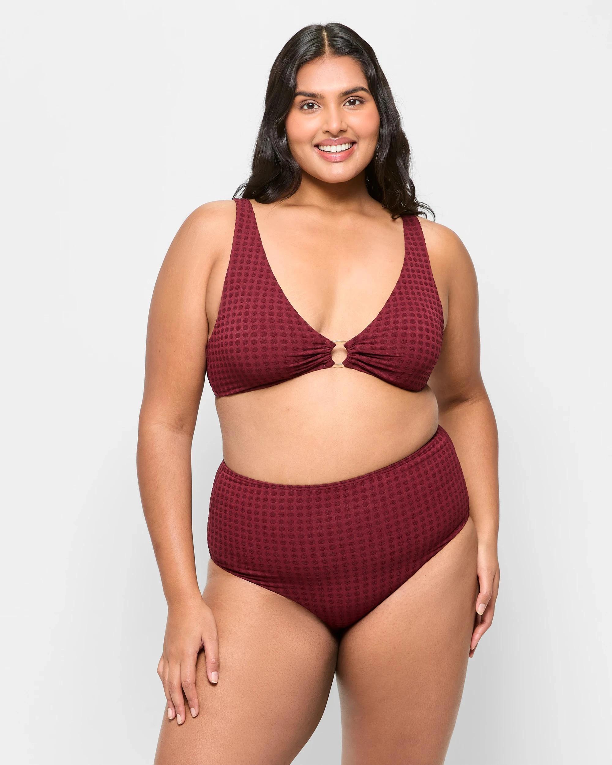 7 Target Plunge V-Neck Ring Bikini Top MERLOT, 7 of 8