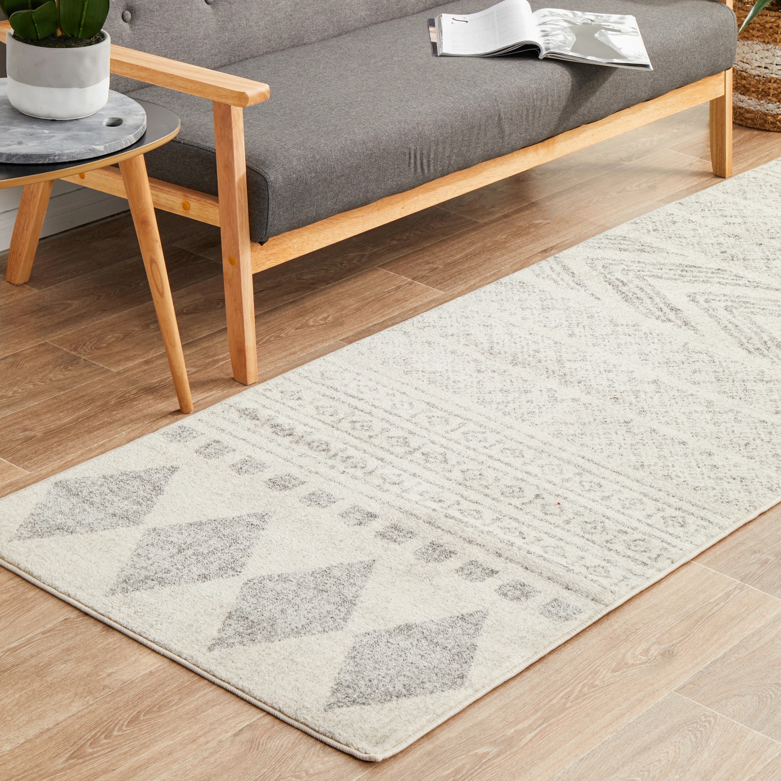 1 Common Ground Rugs Phantom 359 400x80cm - Large Runner Rug - Silver, 1 of 8
