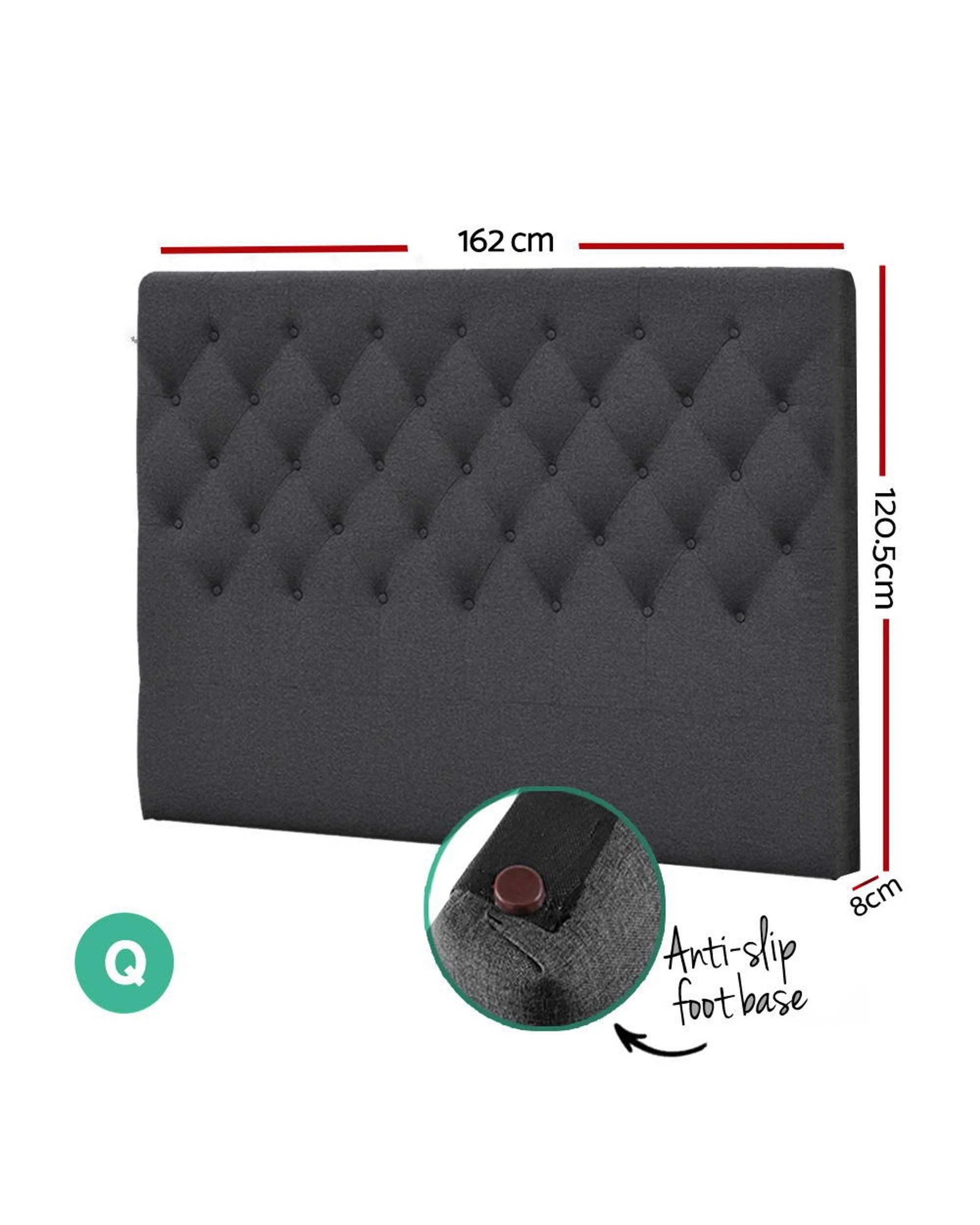 2 Artiss Bed Head Headboard Queen Size Fabric
 - Grey, 2 of 3