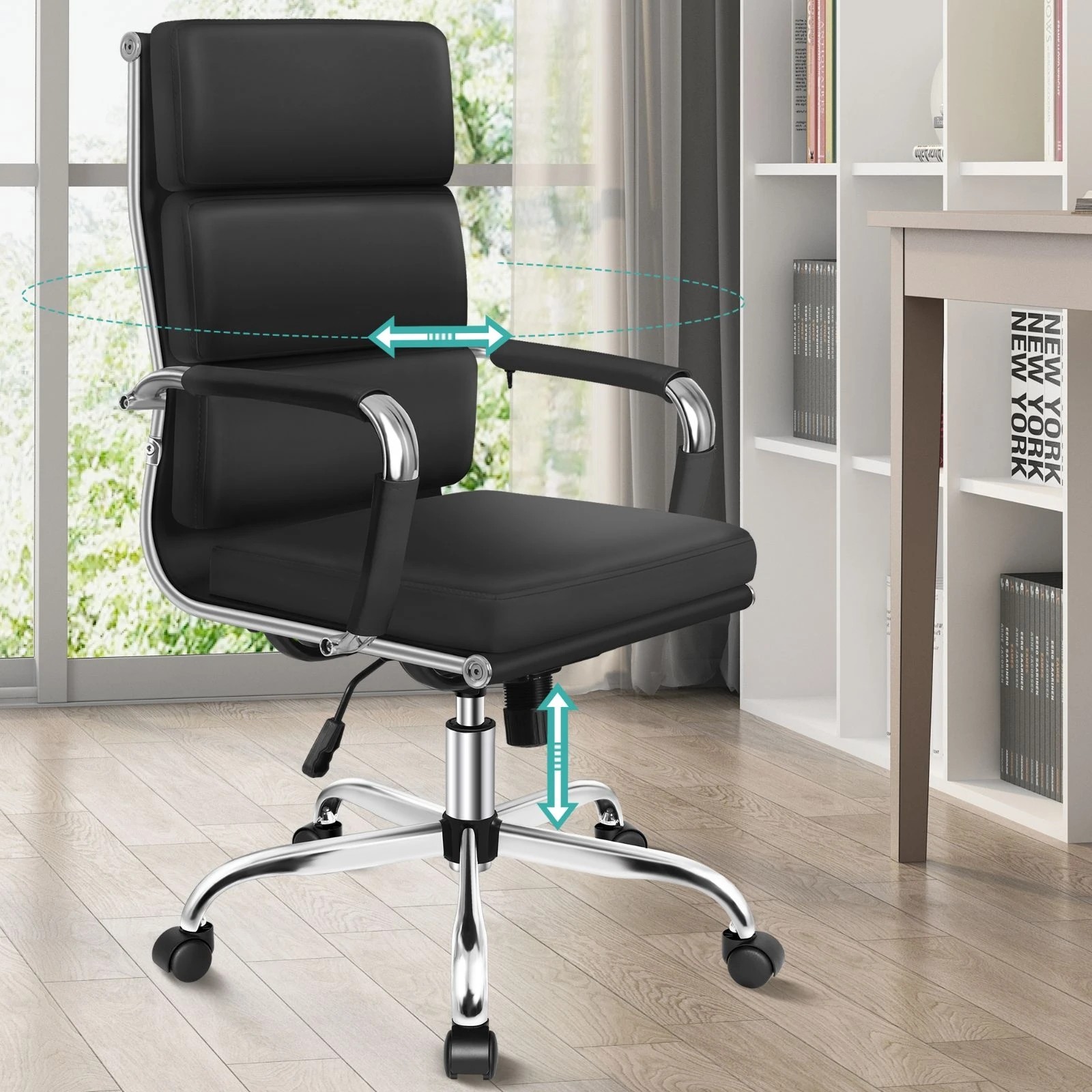 3 Alfordson Office Chair Ergonomic Paddings Executive Computer Work Seat High Back - Black, 3 of 8