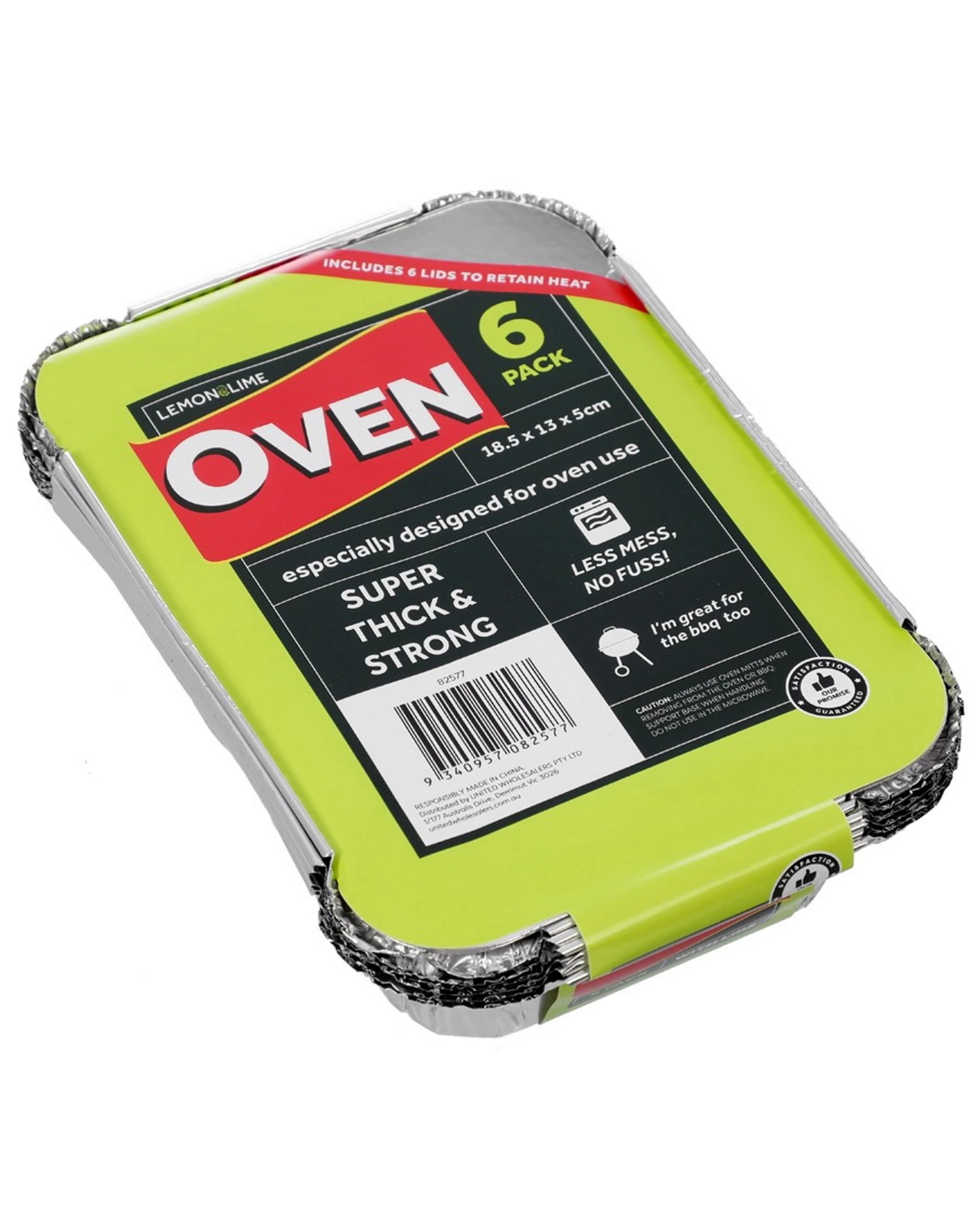 3 Lemon Lime Foil Trays With Lids 18.5cm x 13cm x 5cm Pack of 6, 3 of 4