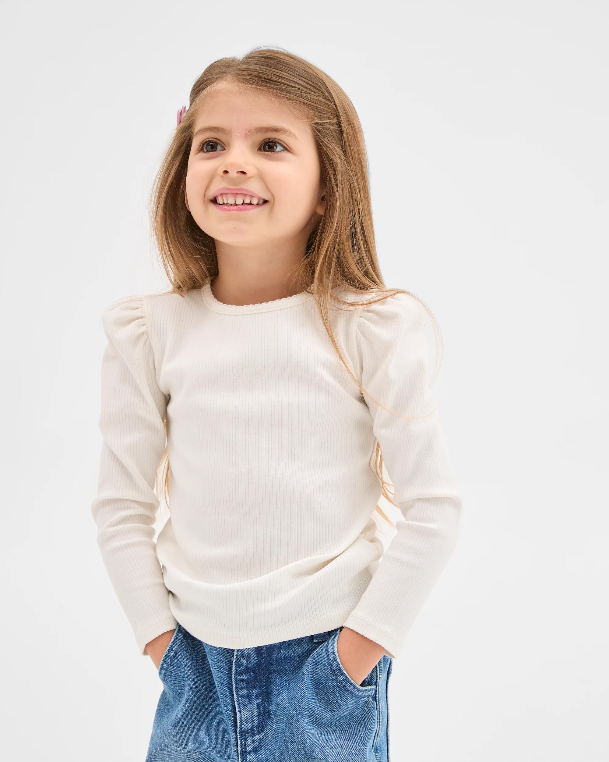 1 Target Kids Australian Cotton Blend Long Sleeve Rib T-Shirt CLOUD DANCER, 1 of 7