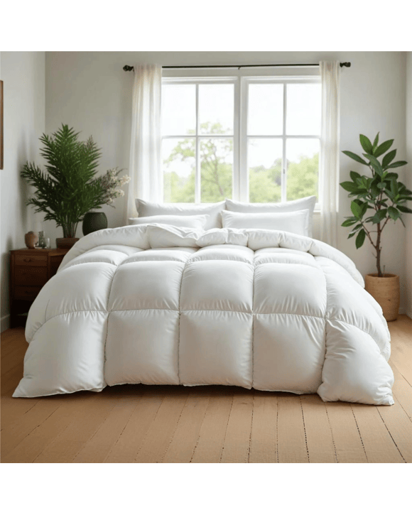 Royal Comfort 500GSM 50% Goose Feather 50% Down Quilt Deluxe Soft Touch - Super King Bed - White