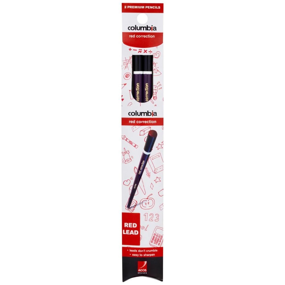 1 Columbia Correction Pencils Red 2 Pack, 1 of 3
