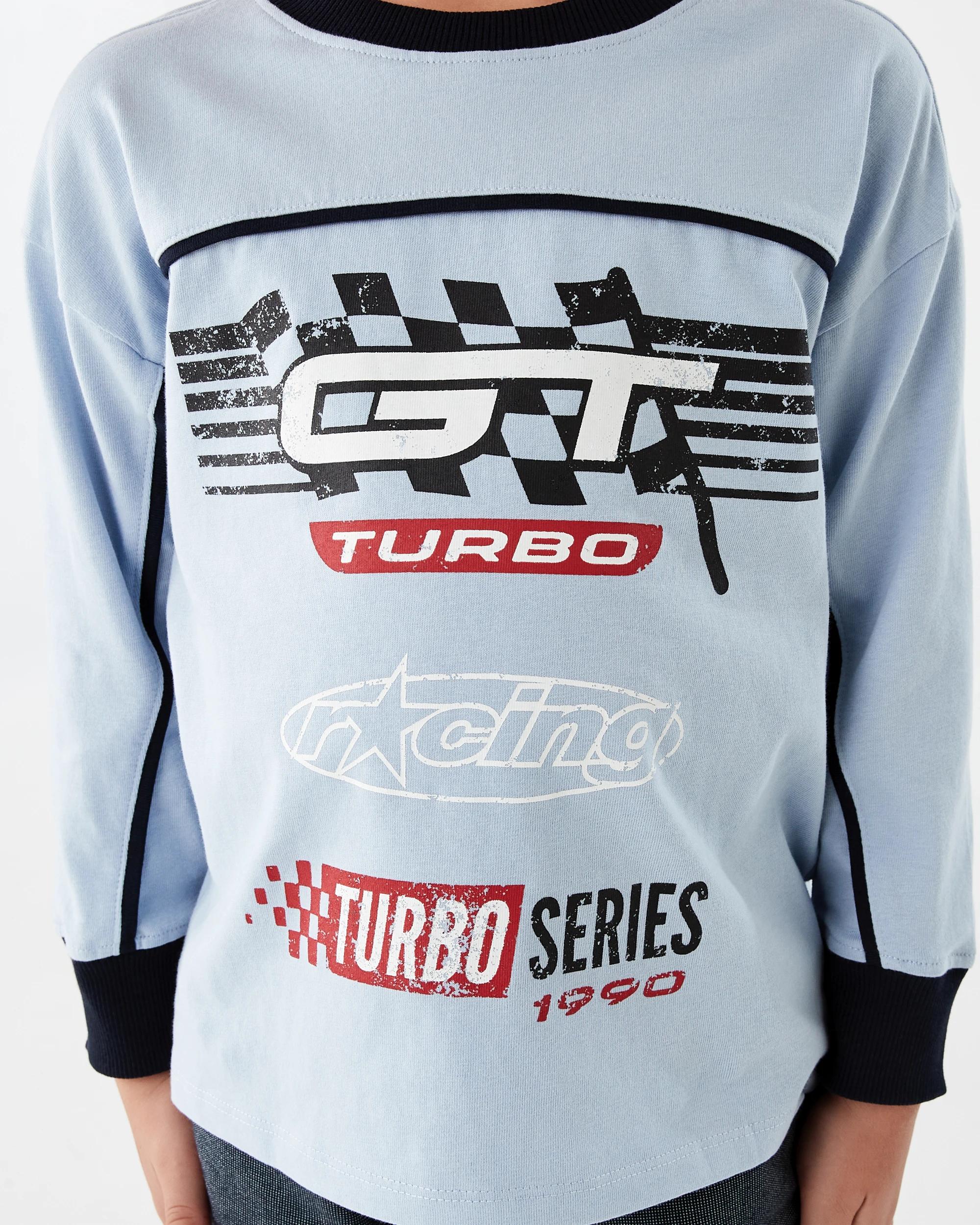 5 Long Sleeve Oversized Bind T-shirt Blu Racing, 5 of 8