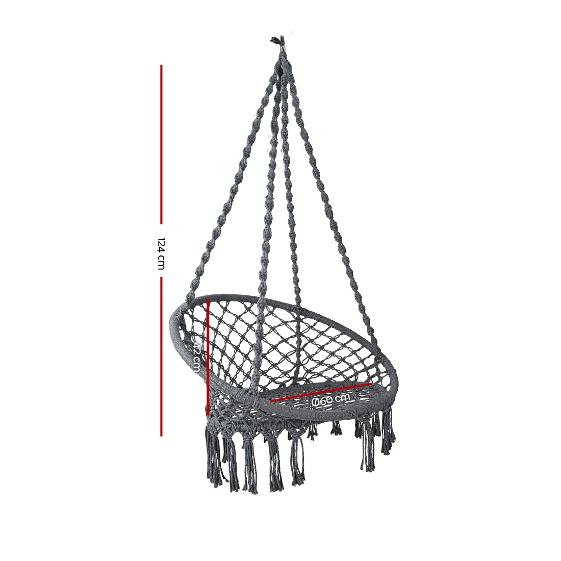 2 Gardeon Hammock Chair Outdoor Hanging Macrame Cotton Indoor - Grey, 2 of 7
