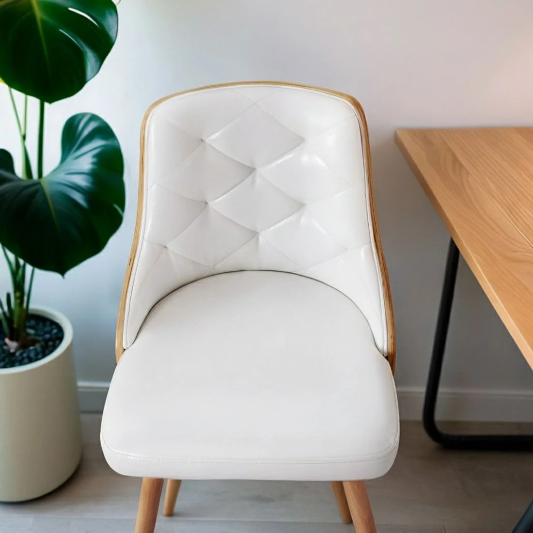 4 1 Set of 2 Artiss Dining Chairs  PU - White, 4 of 5