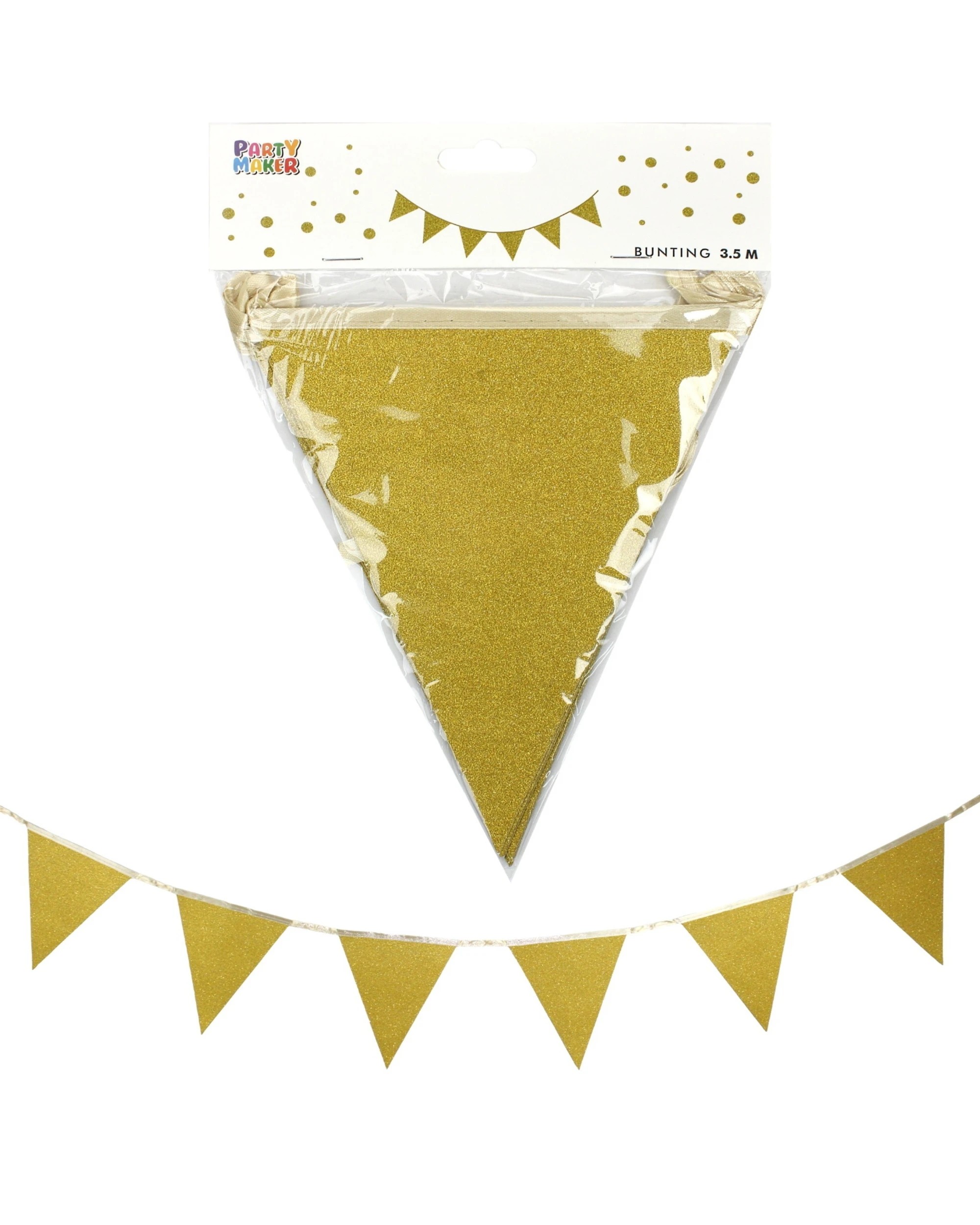 1 Partyrama Gold Glitter Flag Banner 3.5m - Gold, 1 of 1