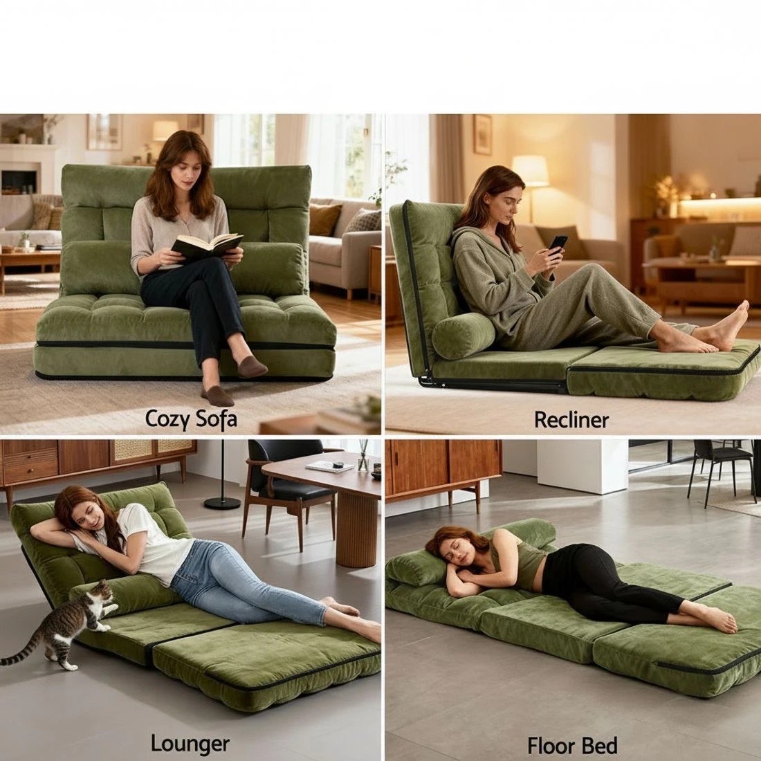 8 ArtissLounge Sofa Bed 2 seater  Fabric - Green, 8 of 8