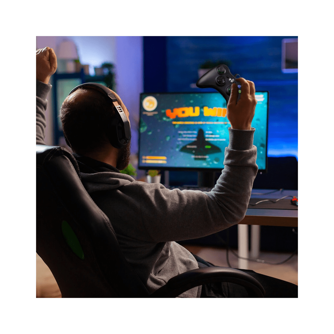 6 Laser Wired Usb-a Gaming Controller 2.5m Cable Black For Pc Computer Laptop, 6 of 8