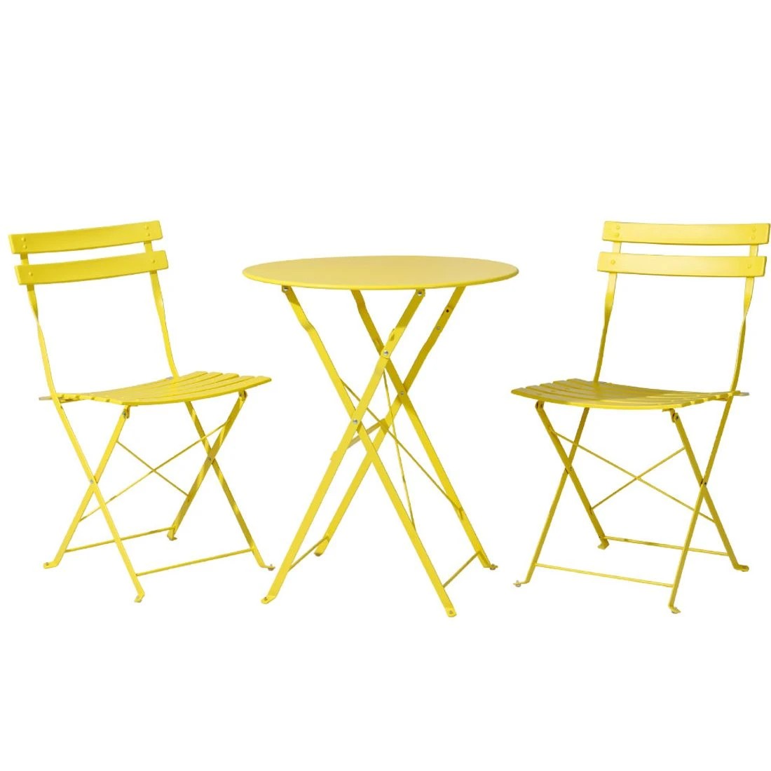 1 Gardeon 3PC Outdoor Bistro Set Steel Table and Chairs Patio Furniture - Yellow, 1 of 4