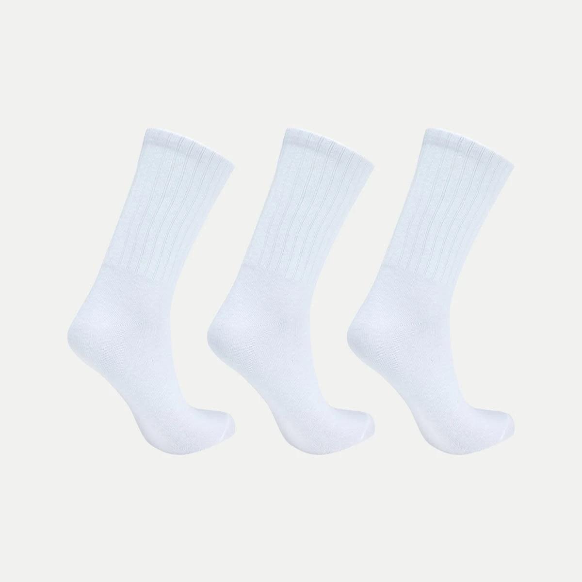 2 3 Pack Chunky Ribbed Full Crew Socks WHITE, 2 of 3