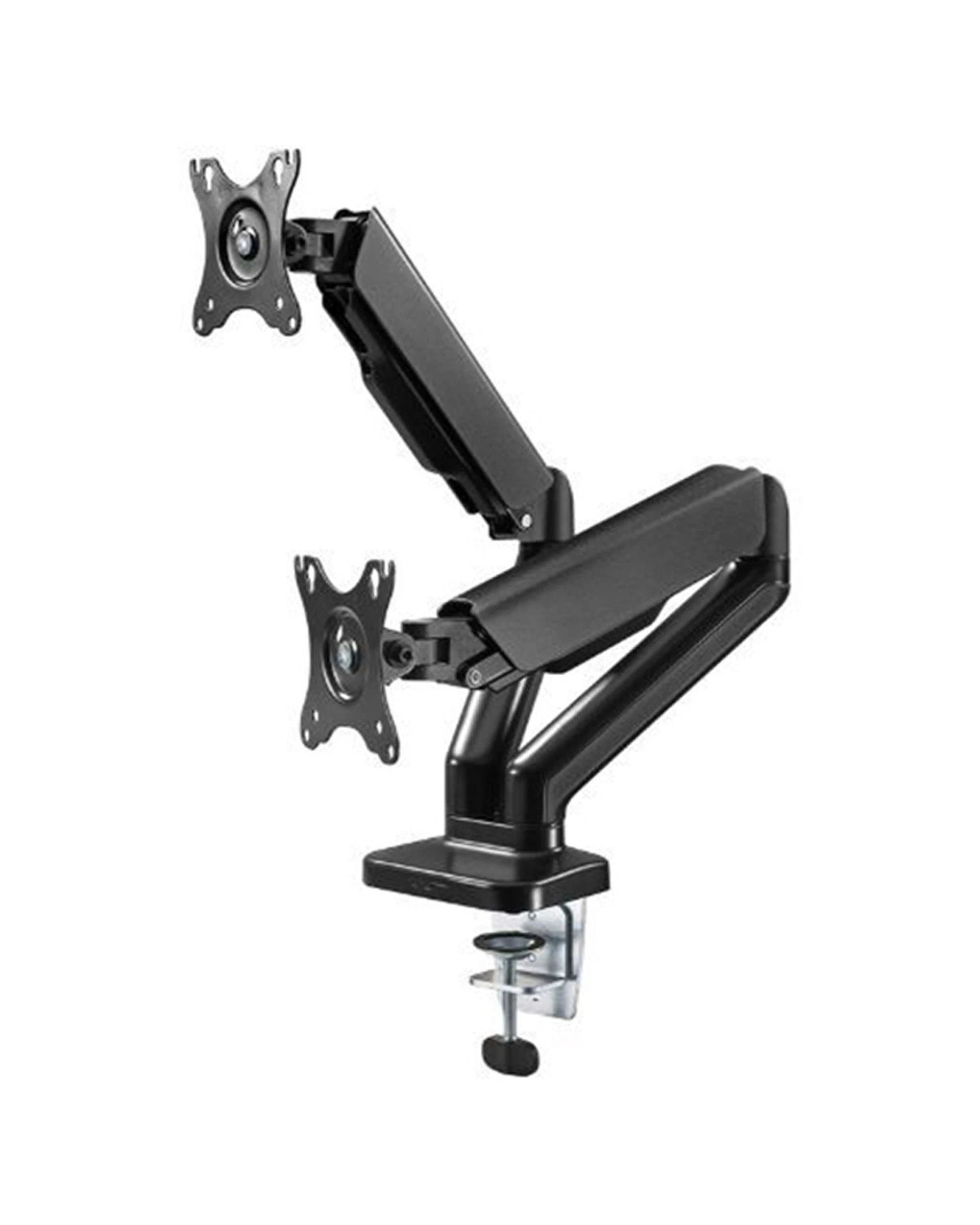 1 Goobay 43-81cm Dual Monitor Mount With Gas Spring Adjustable Ergonomic Desk - Black, 1 of 2
