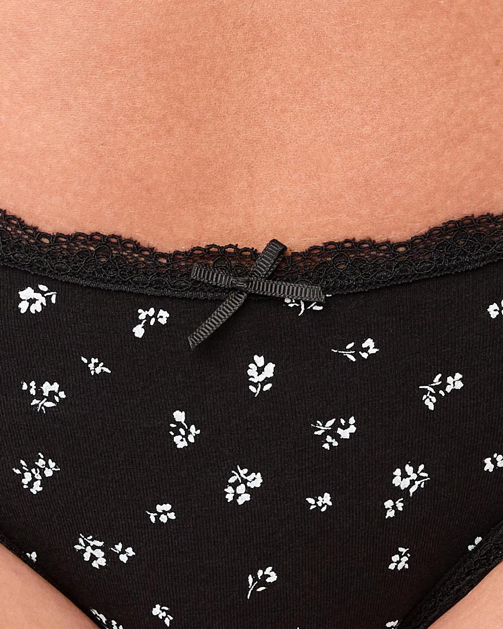 9 2 Pack Cotton Lace Trim Bikini Briefs Blk Frlblk, 9 of 9