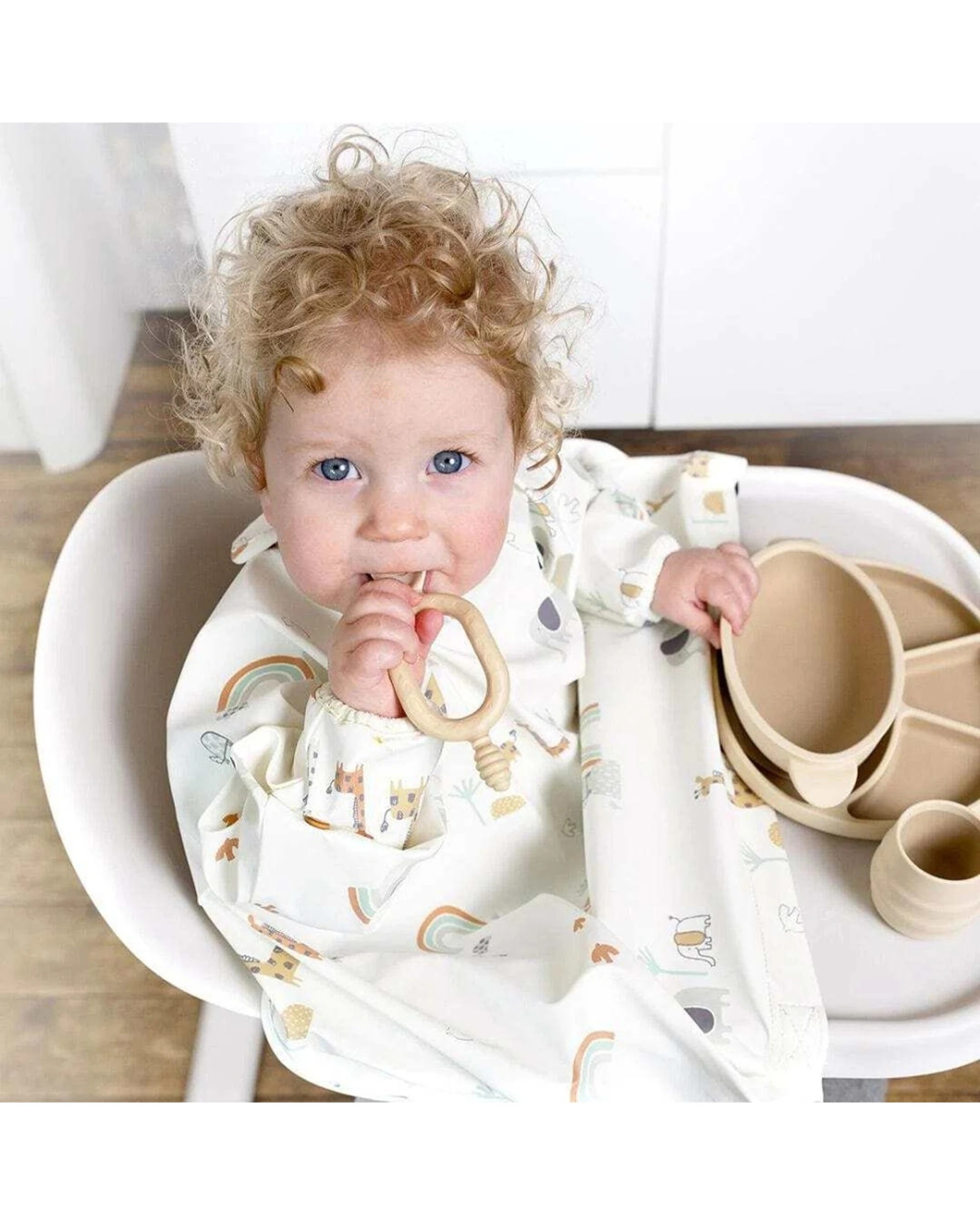 3 Bibado Long Sleeve Waterproof Baby Toddler Weaning Coverall Bib Serengeti Spaghetti - Multi, 3 of 3